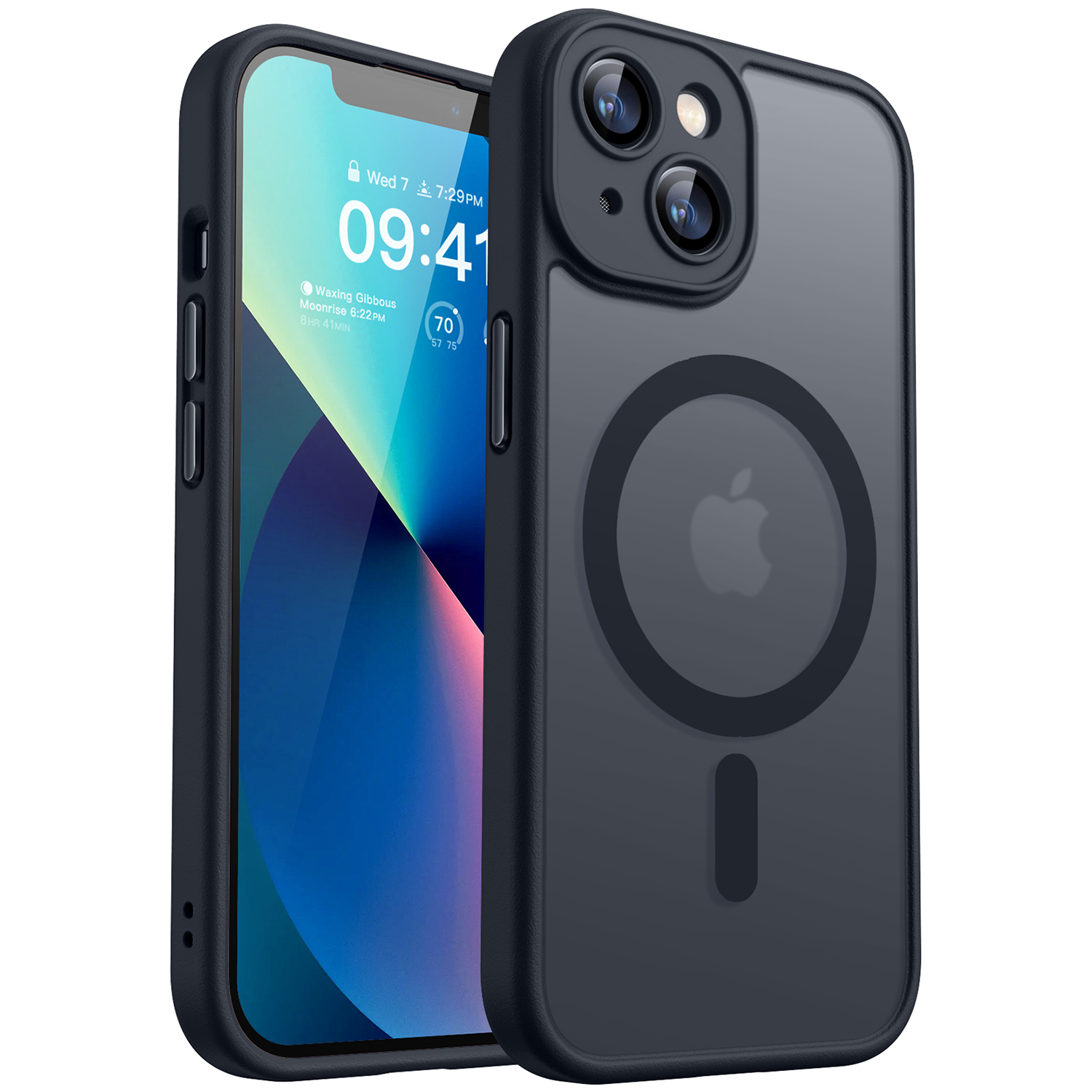 CANSHN Magnetic for iPhone 13 Case, Upgraded [Full Camera Protection] [Compatible with Magsafe] [Translucent Matte] Shockproof Protective Phone Case for iPhone 13 6.1" - Black