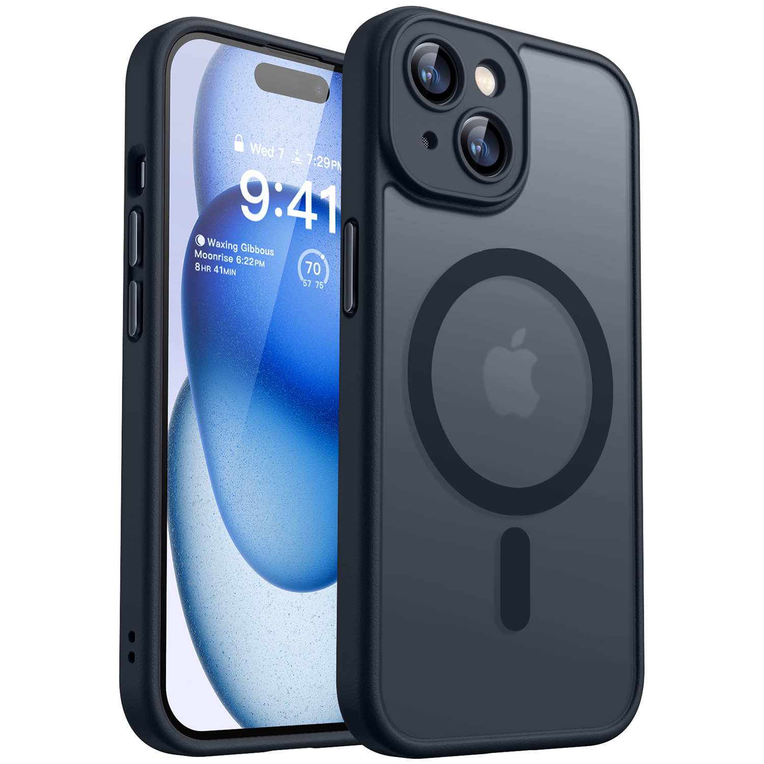 CANSHN Magnetic for iPhone 15 Plus Case, Upgraded [Full Camera Protection] [Compatible with Magsafe] [Translucent Matte] Shockproof Protective Phone Case for iPhone 15 Plus 6.7 Inch - Black