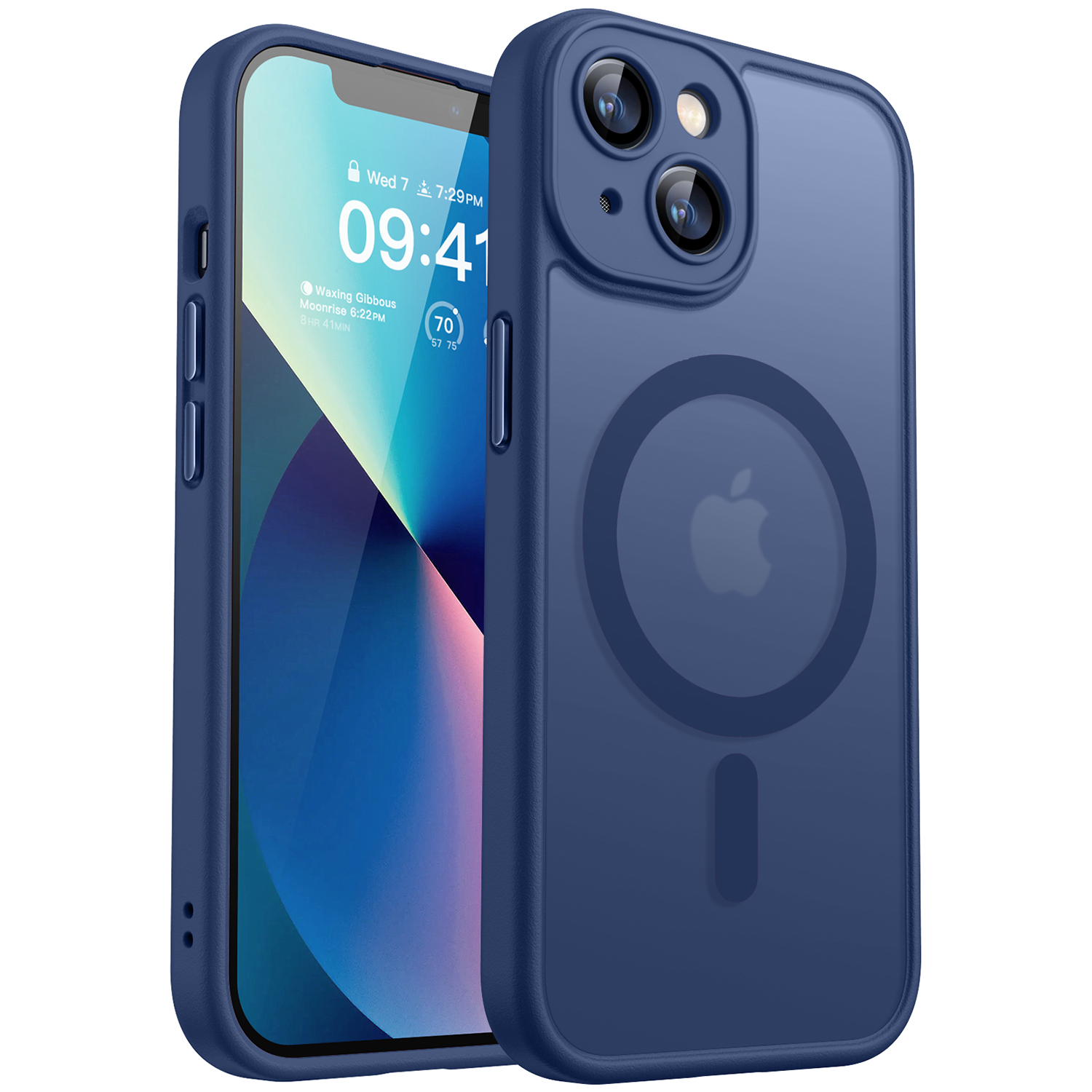 CANSHN Magnetic for iPhone 13 Case, Upgraded [Full Camera Protection] [Compatible with Magsafe] [Translucent Matte] Shockproof Protective Phone Case for iPhone 13 6.1" - Deep Blue