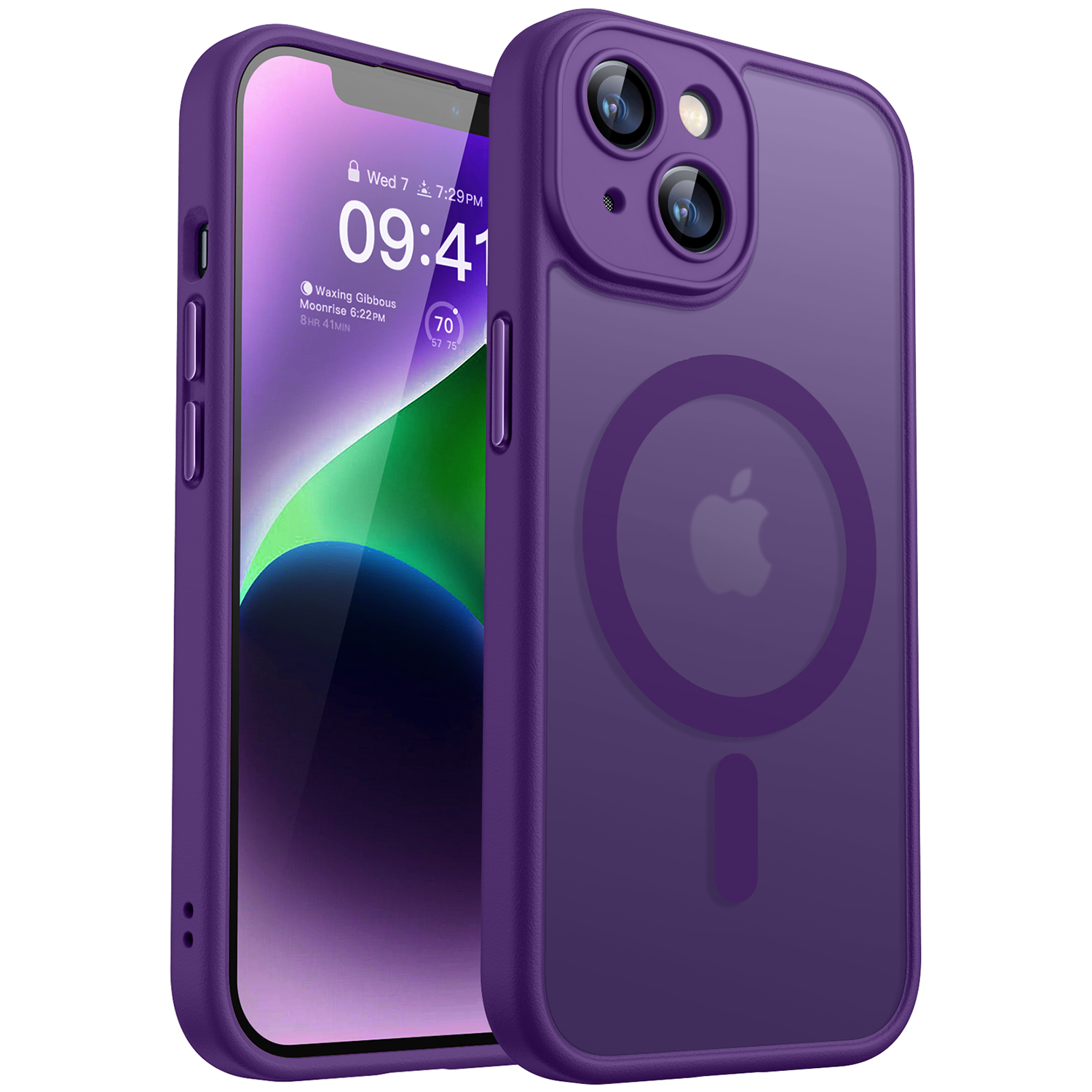 CANSHN Magnetic for iPhone 14 Case, Upgraded [Full Camera Protection] [Compatible with Magsafe] [Translucent Matte] Shockproof Protective Phone Case for iPhone 14 6.1 Inch - Deep Purple