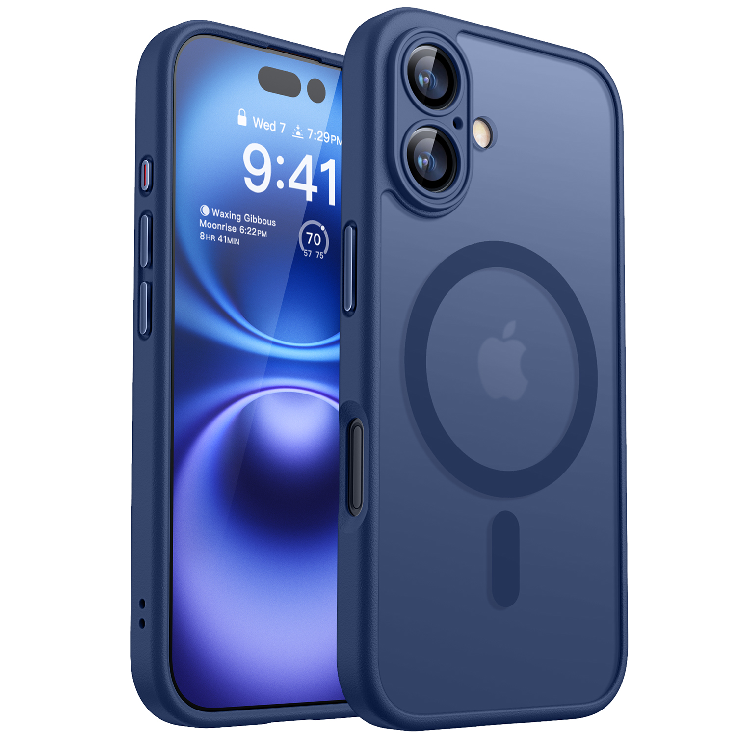 CANSHN Magnetic for iPhone 16 Plus Case, Upgraded [Full Camera Protection] [Compatible with Magsafe] [Translucent Matte] Shockproof Protective Phone Case for iPhone 16 Plus - Deep Blue