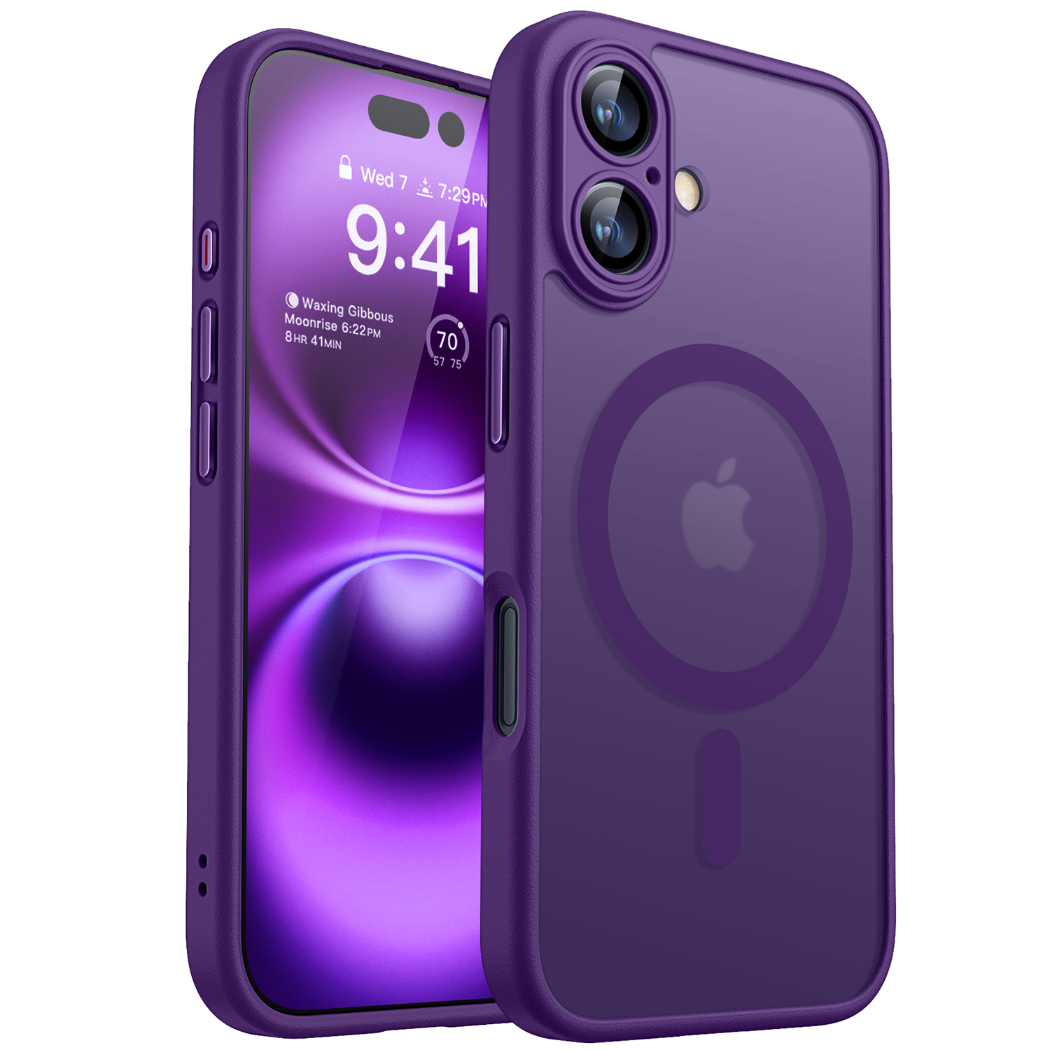 CANSHN Magnetic for iPhone 16 Case, Upgraded [Full Camera Protection] [Compatible with Magsafe] [Translucent Matte] Shockproof Protective Phone Case for iPhone 16 - Deep Purple