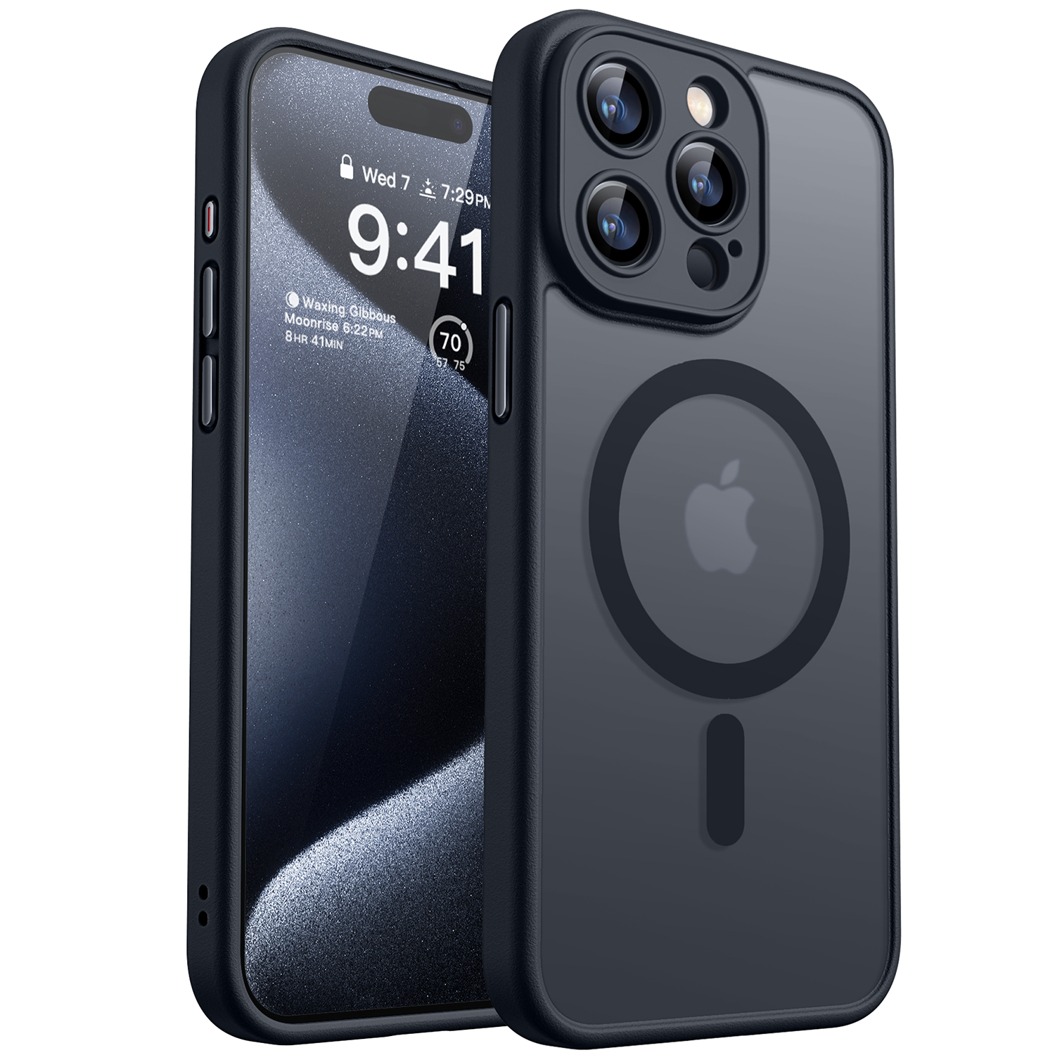 CANSHN Magnetic Compatible with iPhone 15 Pro Max Case, Upgraded [Full Camera Protection] [Compatible with Magsafe] [Translucent Matte] Shockproof Protective Phone Case Cover 6.7 Inch - Black