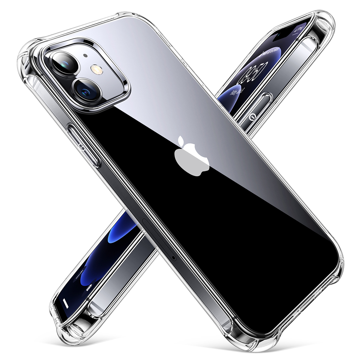 CANSHN Compatible with iPhone 12 Mini 5.4'' 2020, Clear Protective [Military Grade Drop Test] [Slim Thin] Case with 4 Reinforced Soft TPU Bumpers - Clear