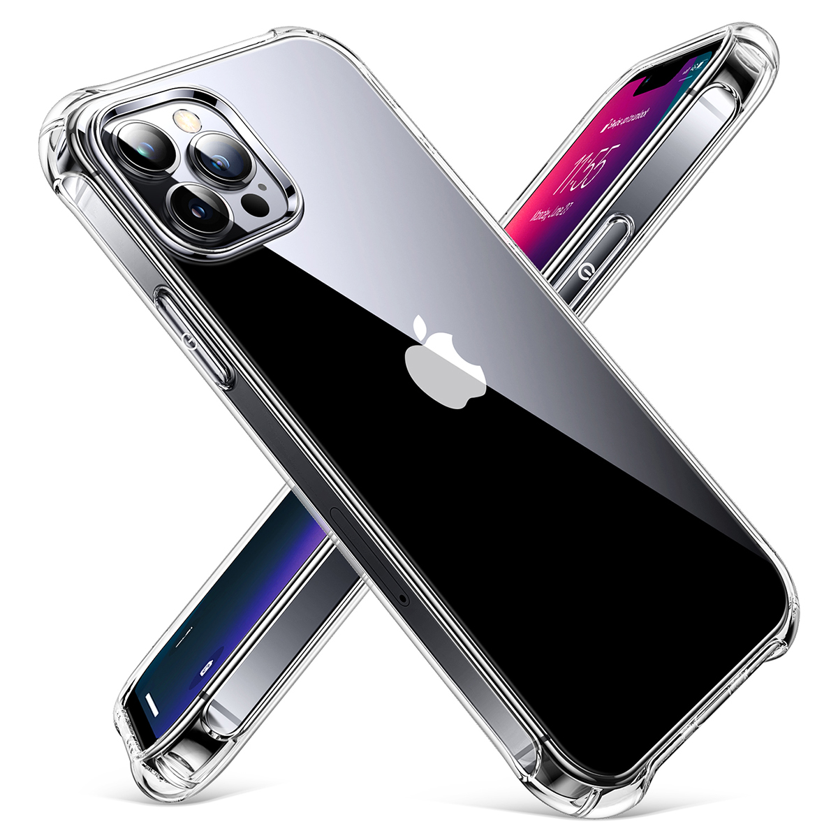CANSHN Compatible with iPhone 12 Pro Max 6.7'' 2020, Clear Protective [Military Grade Drop Test] [Slim Thin] Case with 4 Reinforced Soft TPU Bumpers - Clear